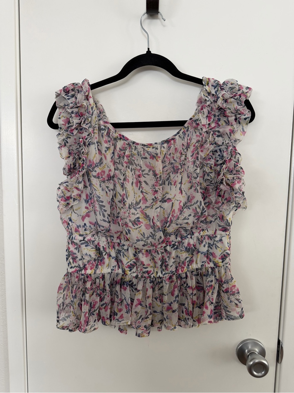 French Connection Floral Ruffle Camisole - Pink, White, Blue
